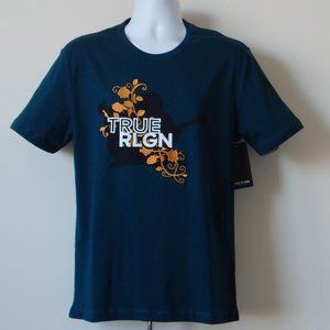 NWT MEN TRUE RELIGION Embroidered Vines Graphic Deep Turquoise T Shirt